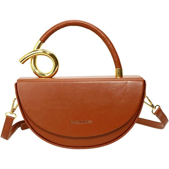 Women's Vegan Leather Saddle Flap Lock Crossbody Small Clutch Satchel Tote Bag - Picture 1 of 7